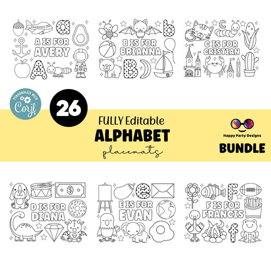 Editable name coloring page | Alphabet bundle | personalized name alphabet Bundle | Teacher material | 26 letters Printable Preschool #SCH3