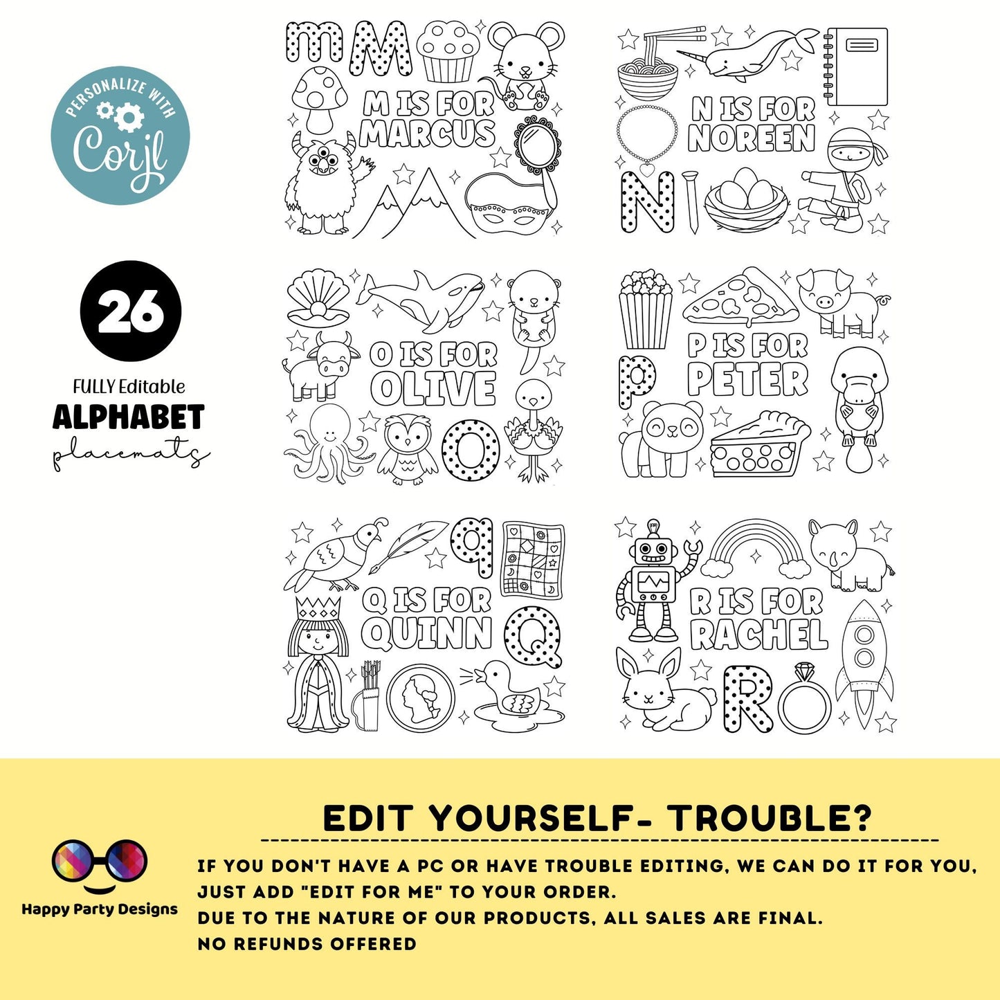 Editable name coloring page | Alphabet bundle | personalized name alphabet Bundle | Teacher material | 26 letters Printable Preschool #SCH3