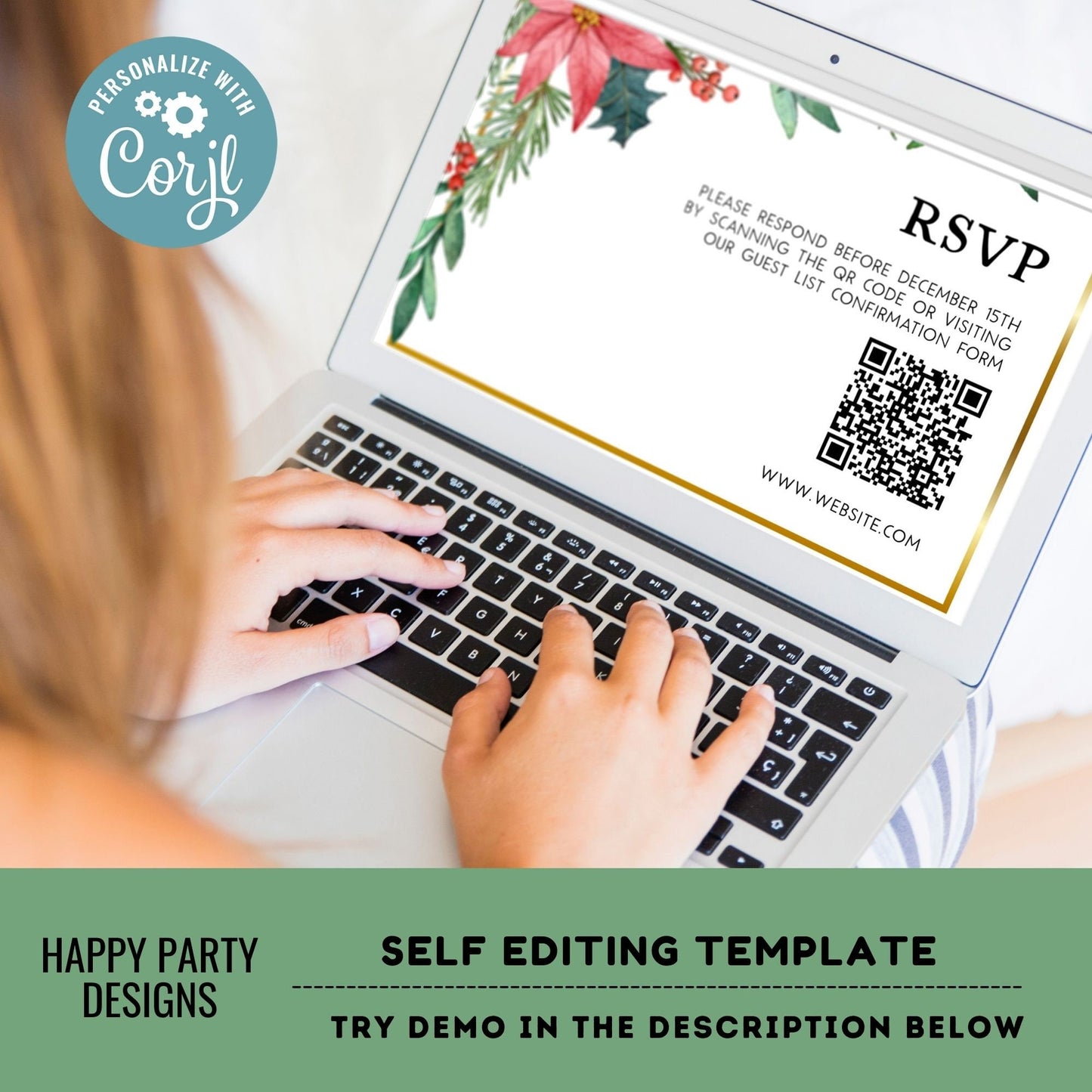 Editable Christmas Wedding RSVP Template | Editable Christmas Themed Red Poinsettia | Winter Bride | Winter Wedding #W20