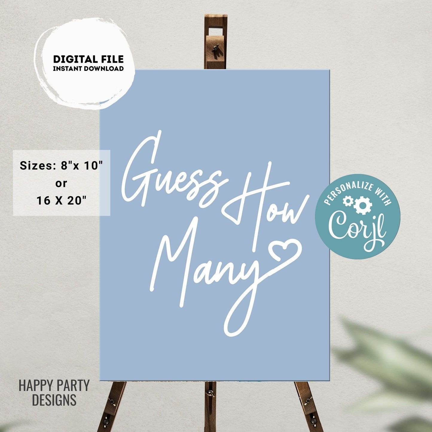 Editable guess how many Sign | bridal shower | baby shower game | baby boy | text 100% editable | minimalist shower | Printable #B44