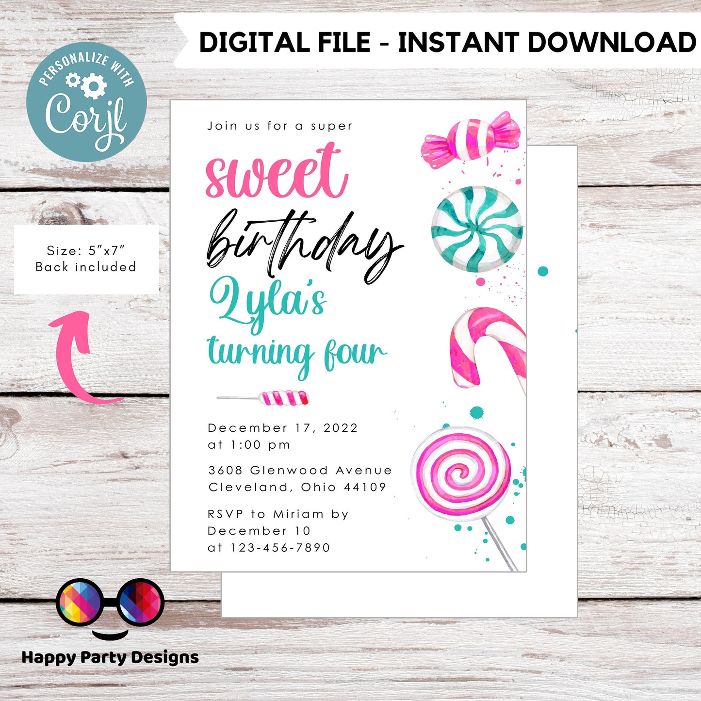 Sweet Christmas Birthday party Invitation | Christmas Birthday printable invite | Holiday Birthday Party Invitation | birthday girl #K266