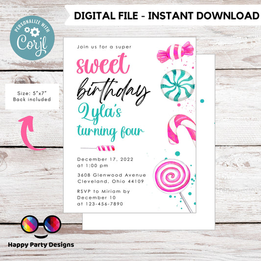 Sweet Christmas Birthday party Invitation | Christmas Birthday printable invite | Holiday Birthday Party Invitation | birthday girl #K266