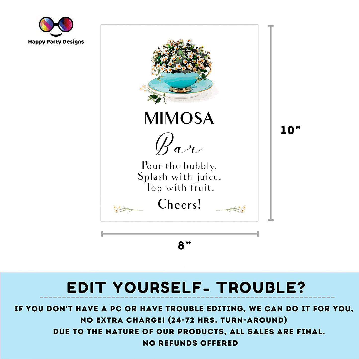 Editable Signs Bridal Shower minimalist Tea Party Template | Printable Bridal Tea Shower Welcome sign | Bridal Brunch | Party sign #W2