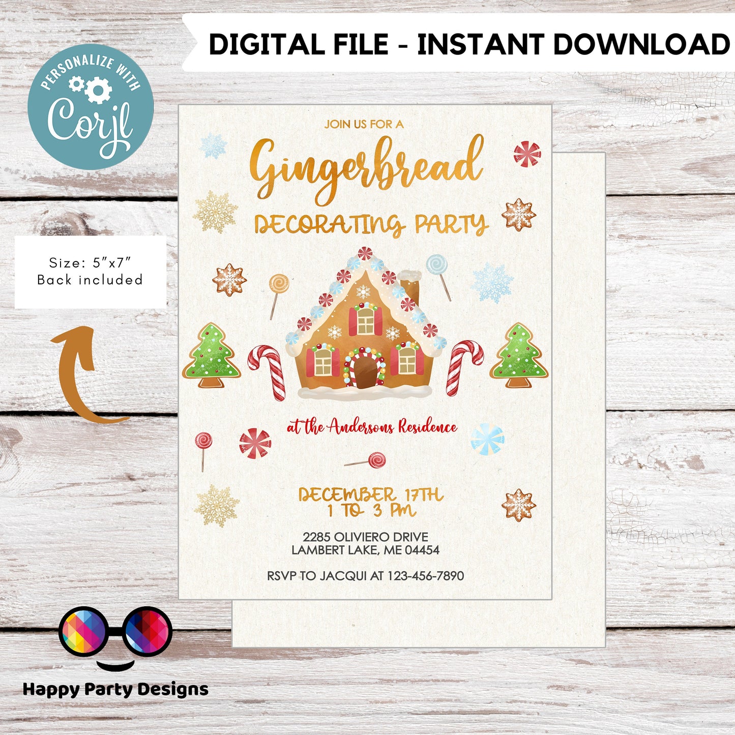 Editable Gingerbread decorating party Invitation | Christmas Party printable invite | Holiday Christmas Party Invitation #A46