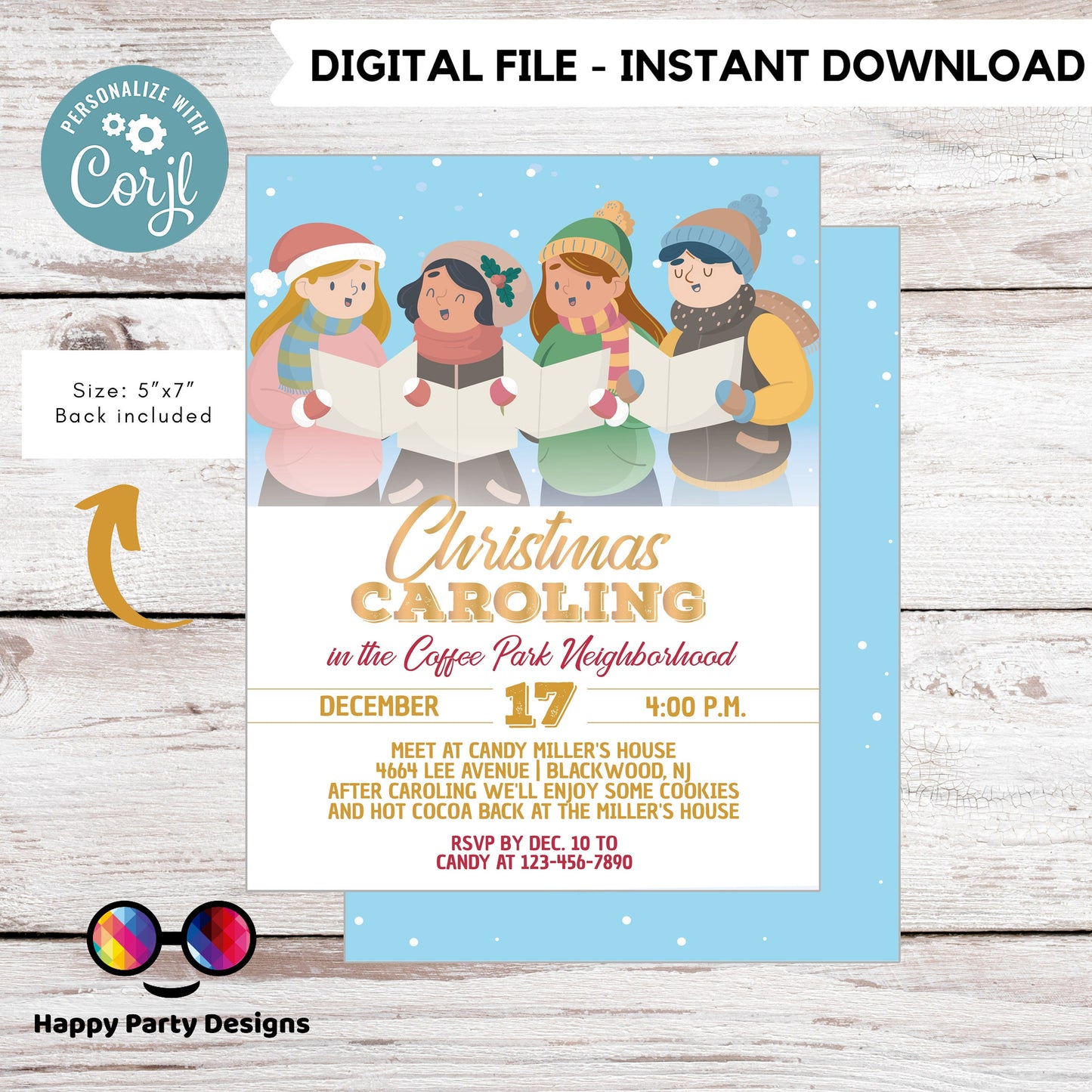 Editable Christmas Caroling Invitation | Christmas Party printable invite | Holiday Christmas Party Invitation | Christmas template