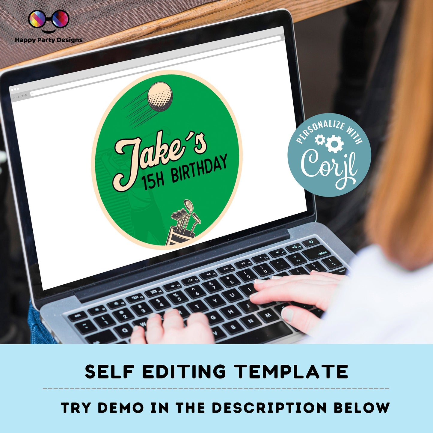 Editable golf Cupcake toppers template | golf Party birthday boy | Par-tee Birthday Party | Boy Birthday Party | Stickers | round tag #K179