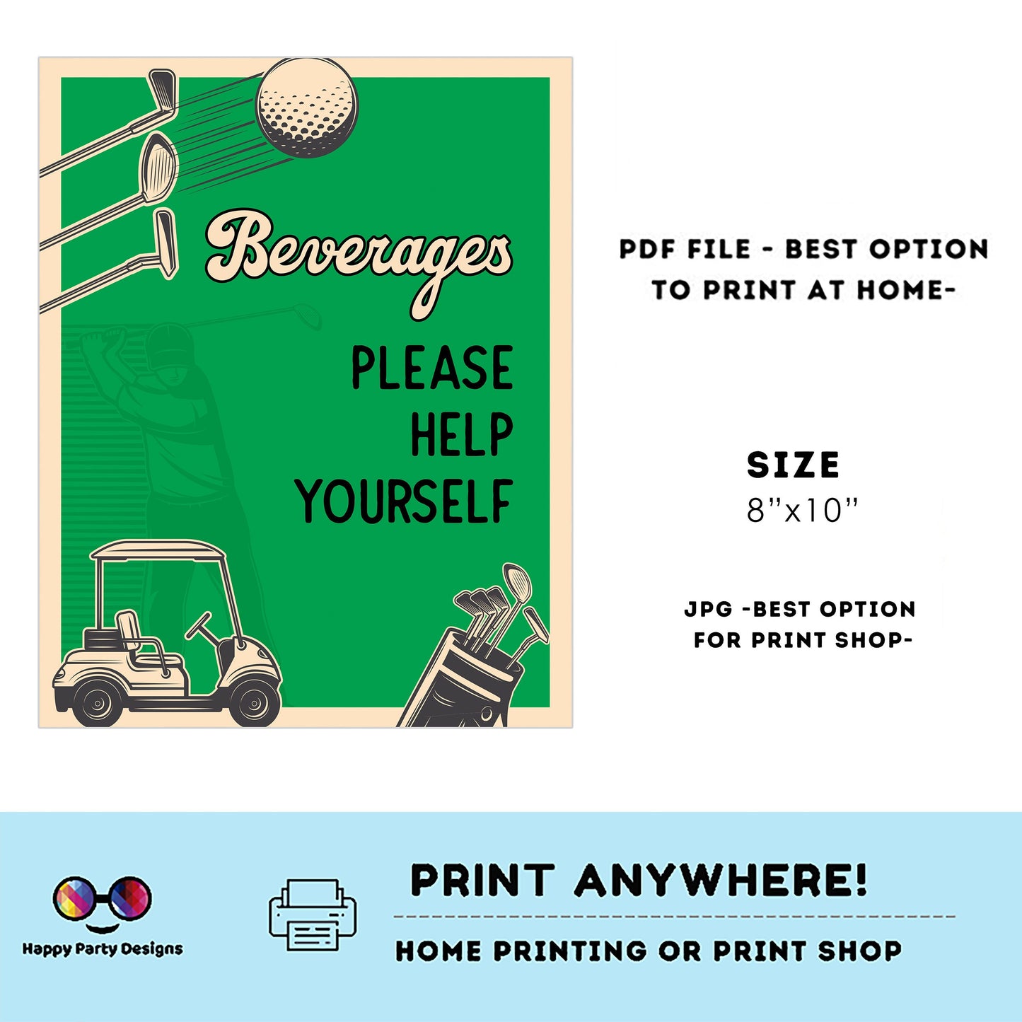 Editable golf party Signs (3) | par-tee  birthday | Golf birthday Decorations | boy |  retro golf buffet Sign | Party #K179