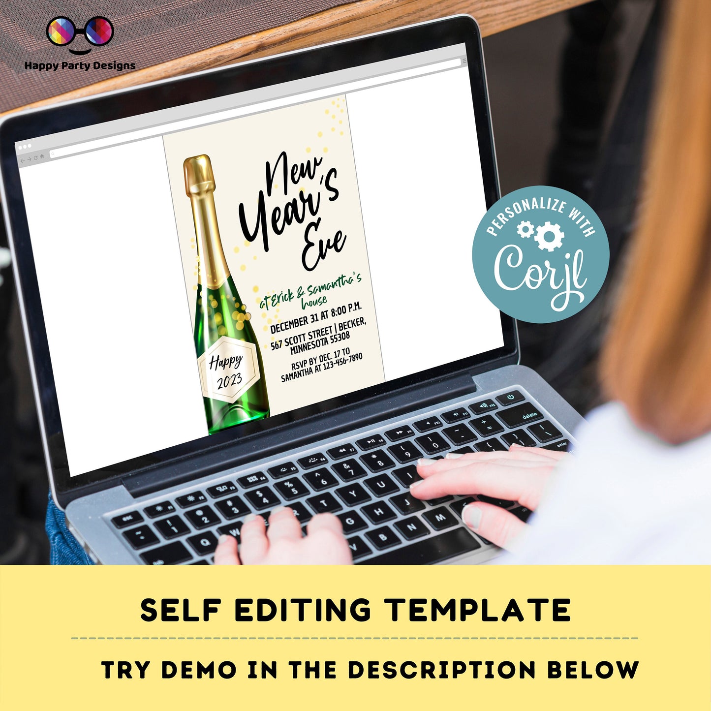 Editable New Year's Eve Party Invitation | New year Party printable invite | Party Invitation | Holiday invite #A39
