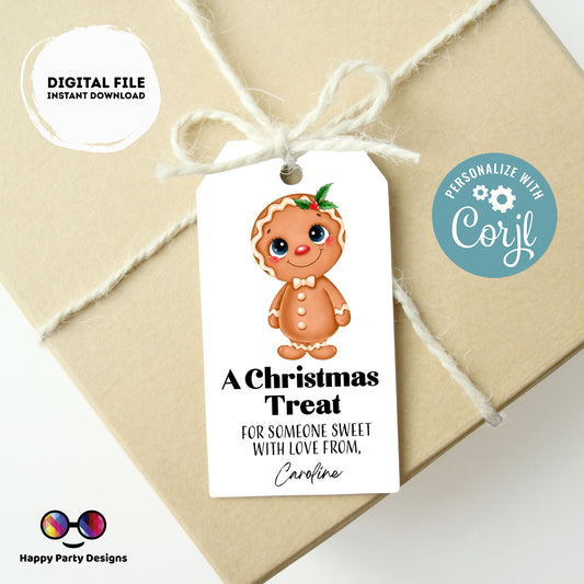 Editable Christmas Ginger Tag Thank You tag | Christmas printable thank you tag | Christmas gift tag | thank you tag | Xmas Favor #K268
