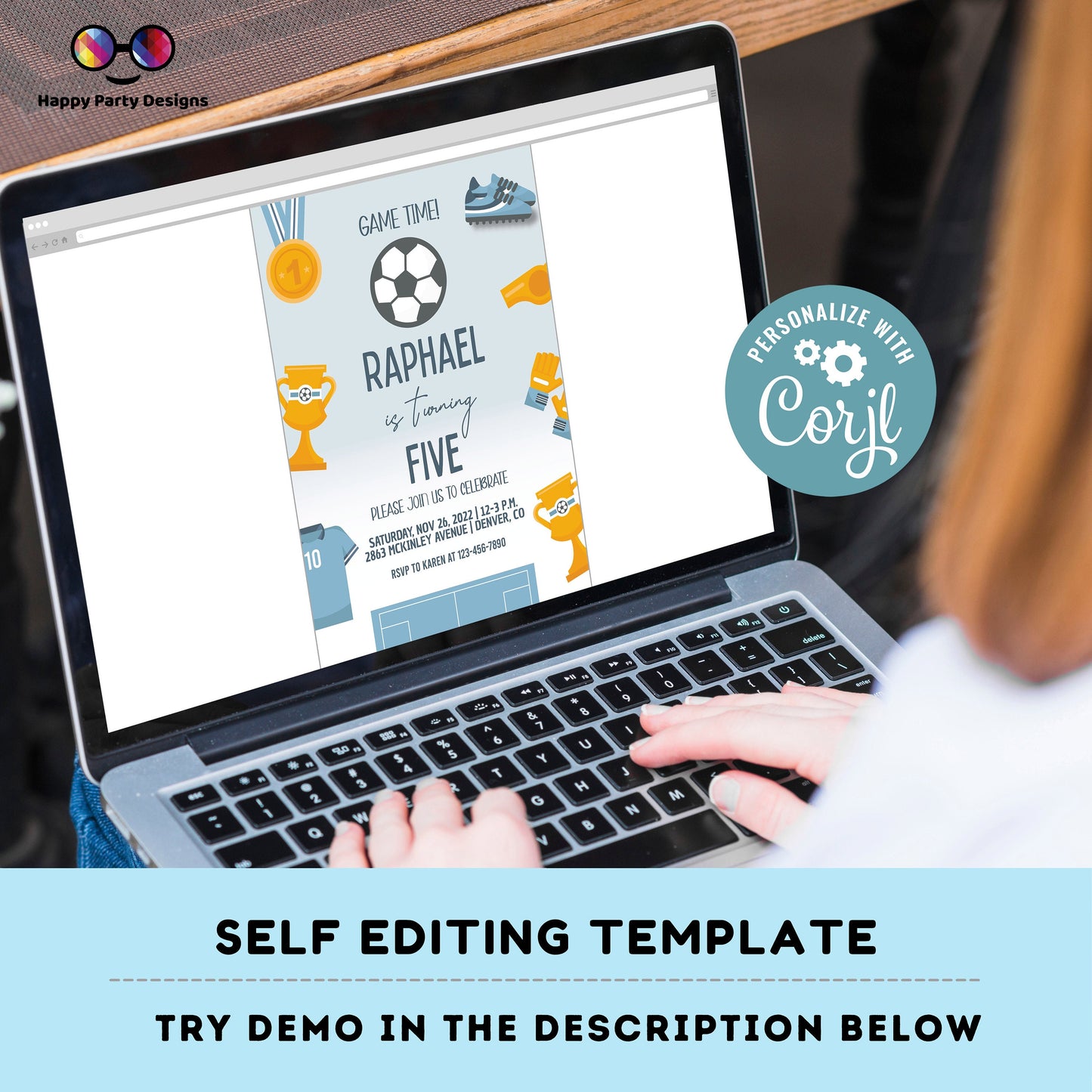 Soccer Birthday Invitation | Any age | Soccer Theme Birthday Party | Soccer Birthday Invitation Template, Soccer Birthday Party Invite #K269