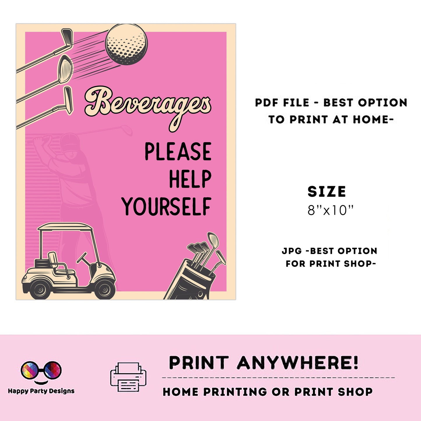 Editable golf party Signs (3) | par-tee  birthday | Golf birthday Decorations | girl |  retro golf buffet Sign | Party #K179