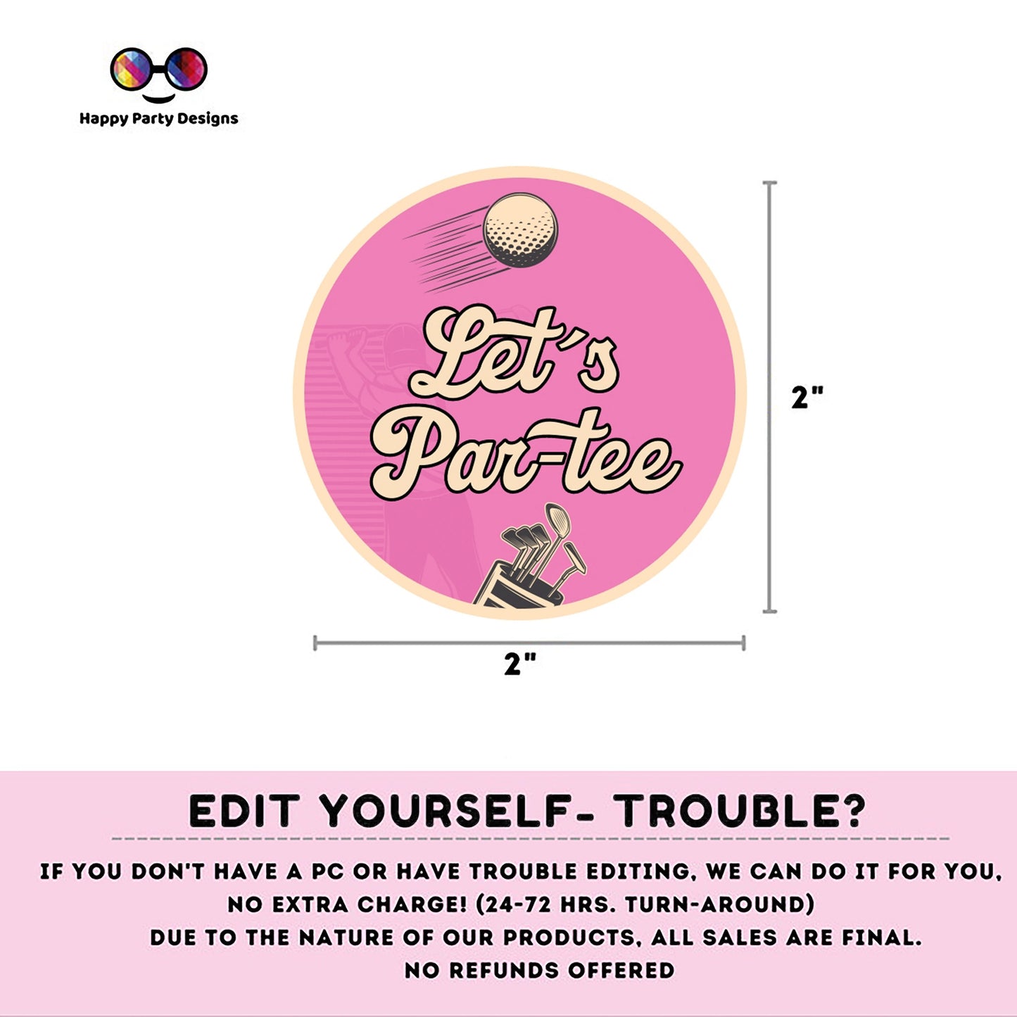 Editable golf Cupcake toppers template | golf Party birthday girl | Par-tee Birthday Party | girl Birthday Party | Stickers |round tag #K179