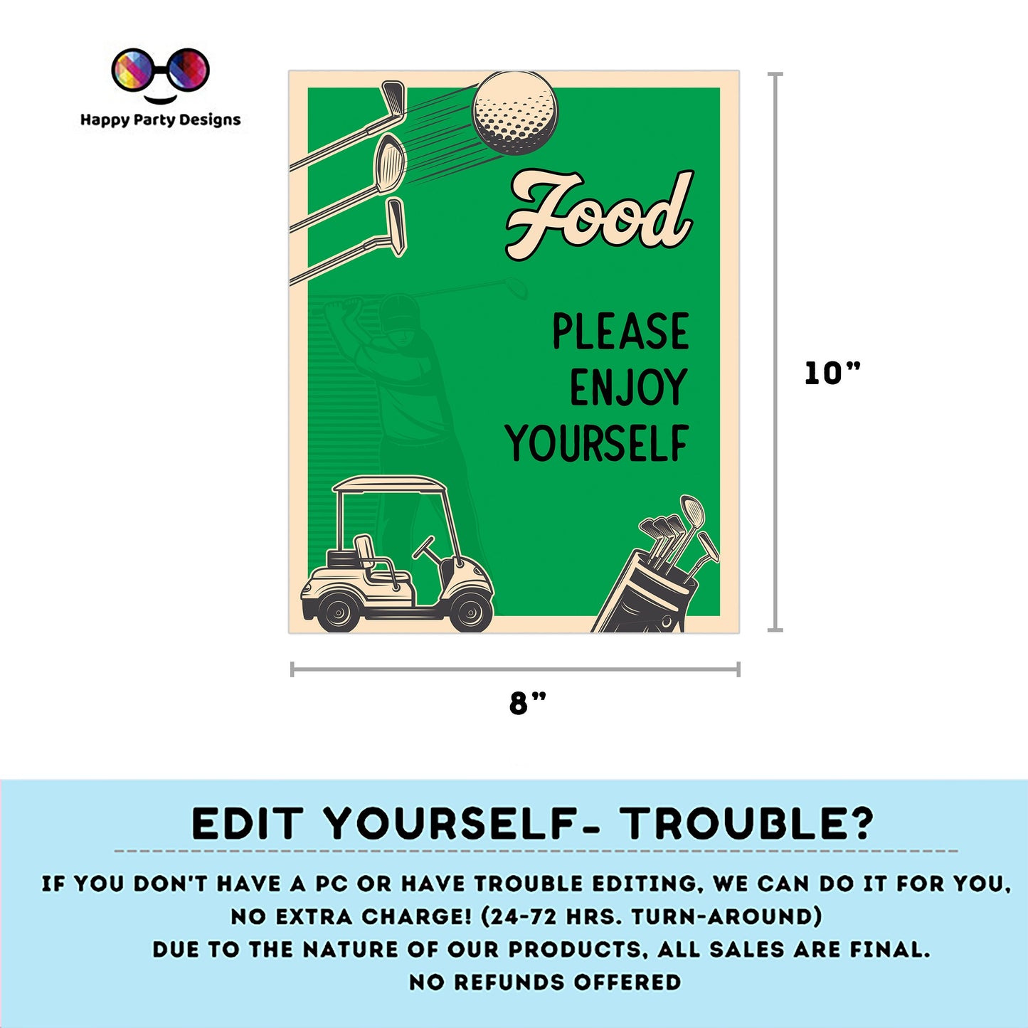 Editable golf party Signs (3) | par-tee  birthday | Golf birthday Decorations | boy |  retro golf buffet Sign | Party #K179