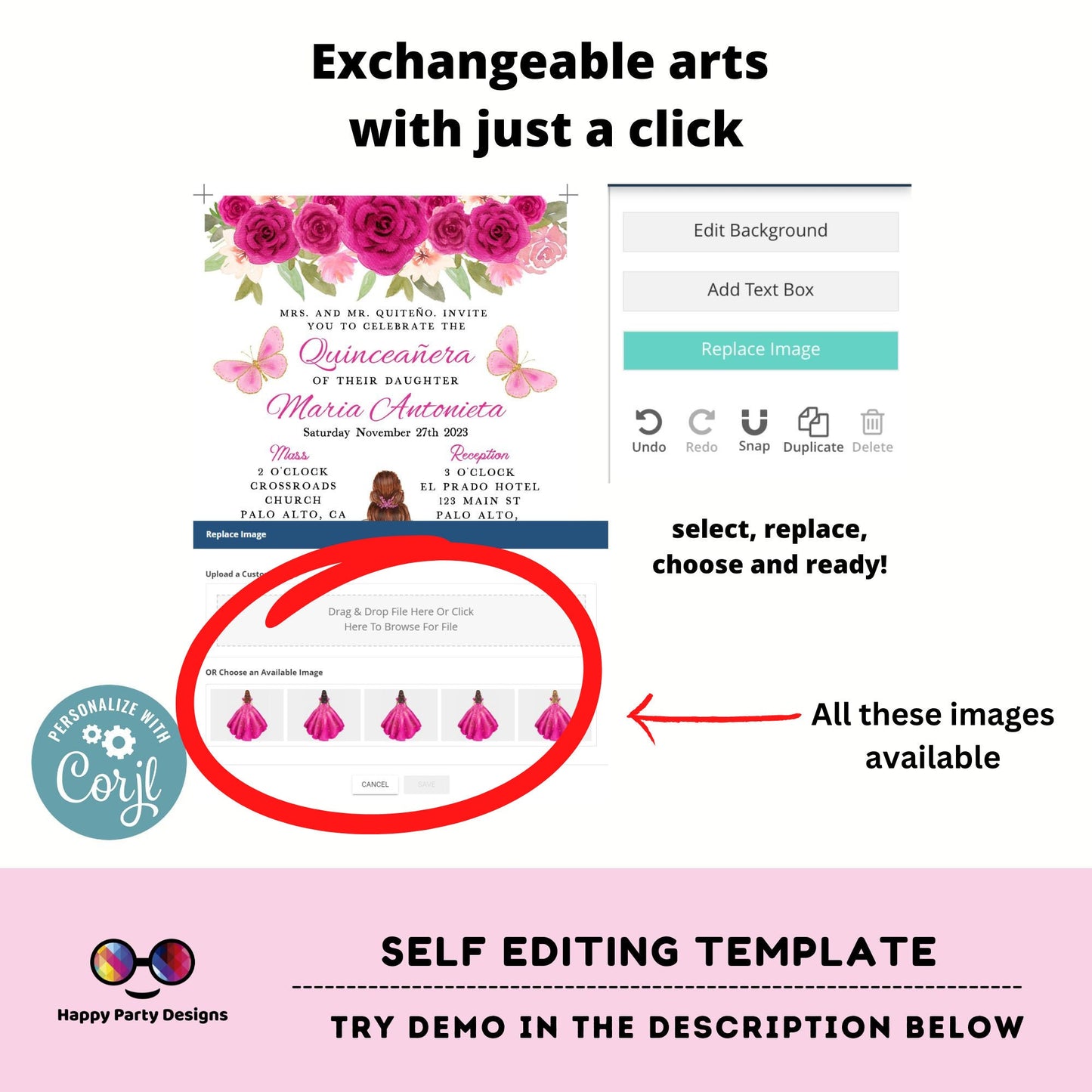 Editable FUCHSIA dress Quinceañera Invitation | EDITABLE TEMPLATE Mis Quince 15 | 16th Birthday Instant Download | Girl Birthday #K169