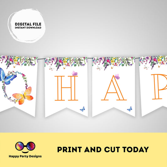 Happy Birthday Wildflower Banner | Wildflower party | First Birthday banner | Wild flower birthday party #K73