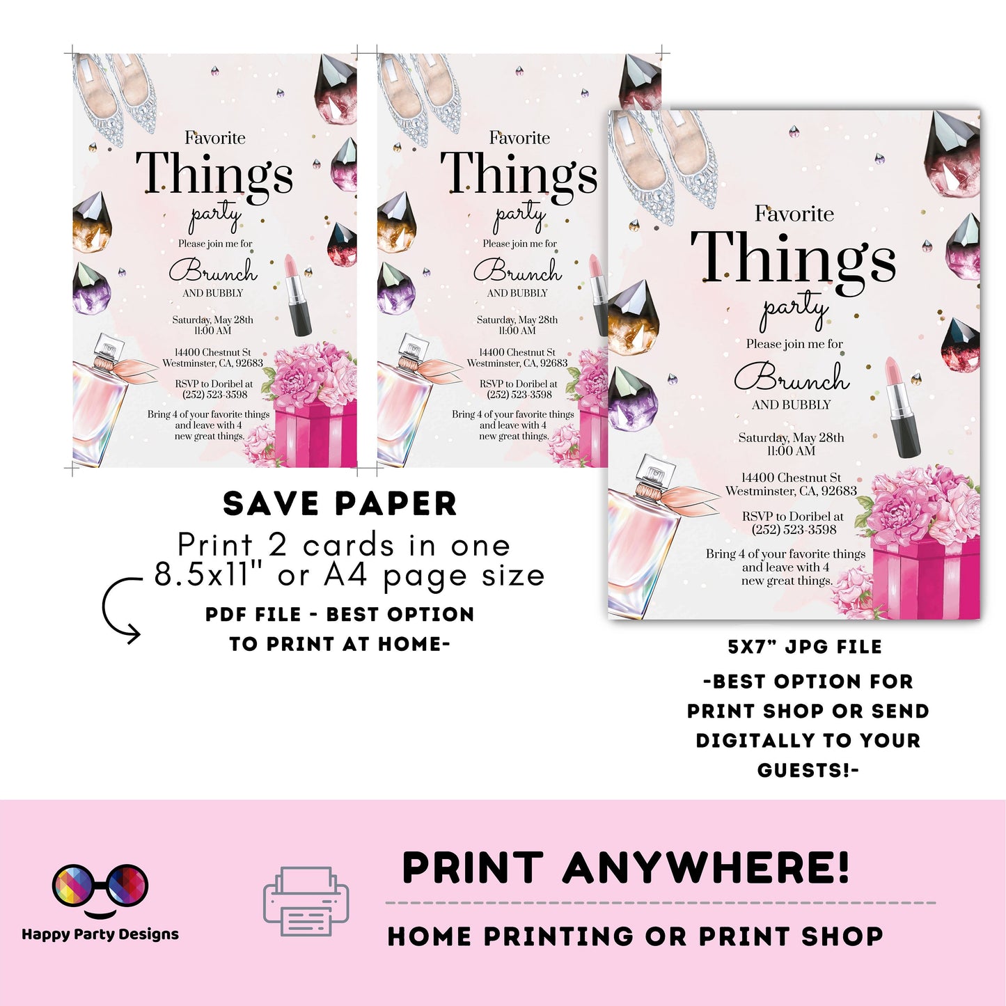 Editable favorite things Printable invitation | brunch Invitation | Valentine | Printable Valentine's Invitation | galentines #A56