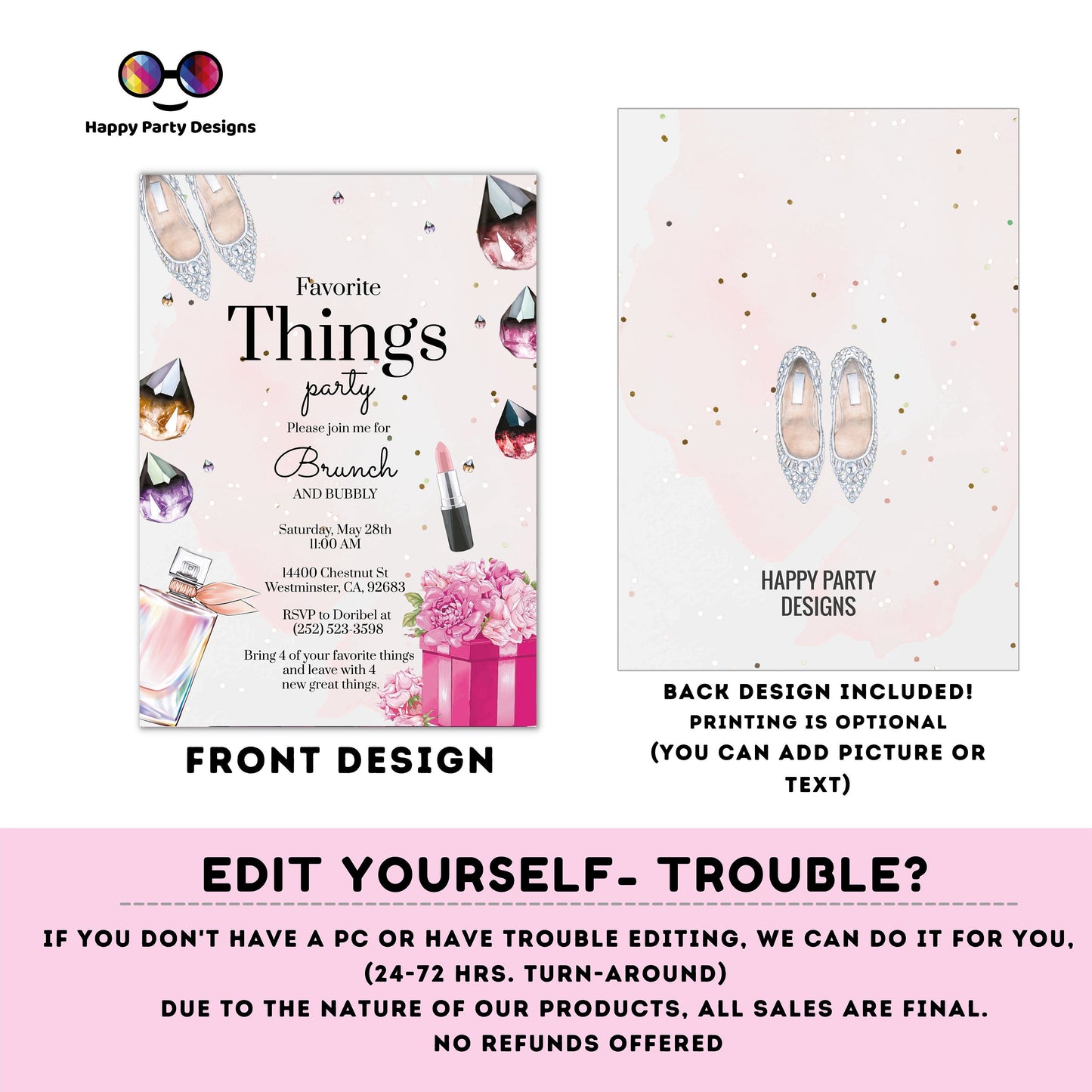 Editable favorite things Printable invitation | brunch Invitation | Valentine | Printable Valentine's Invitation | galentines #A56