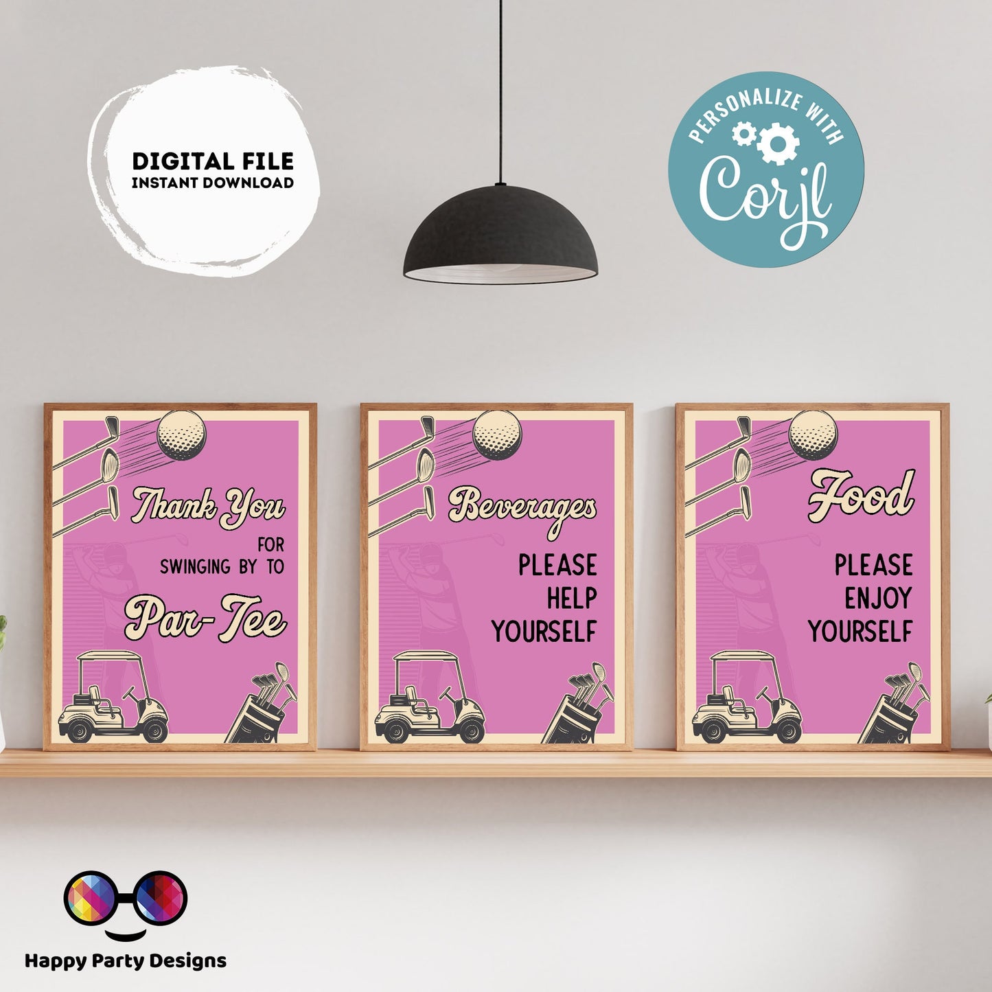 Editable golf party Signs (3) | par-tee  birthday | Golf birthday Decorations | girl |  retro golf buffet Sign | Party #K179