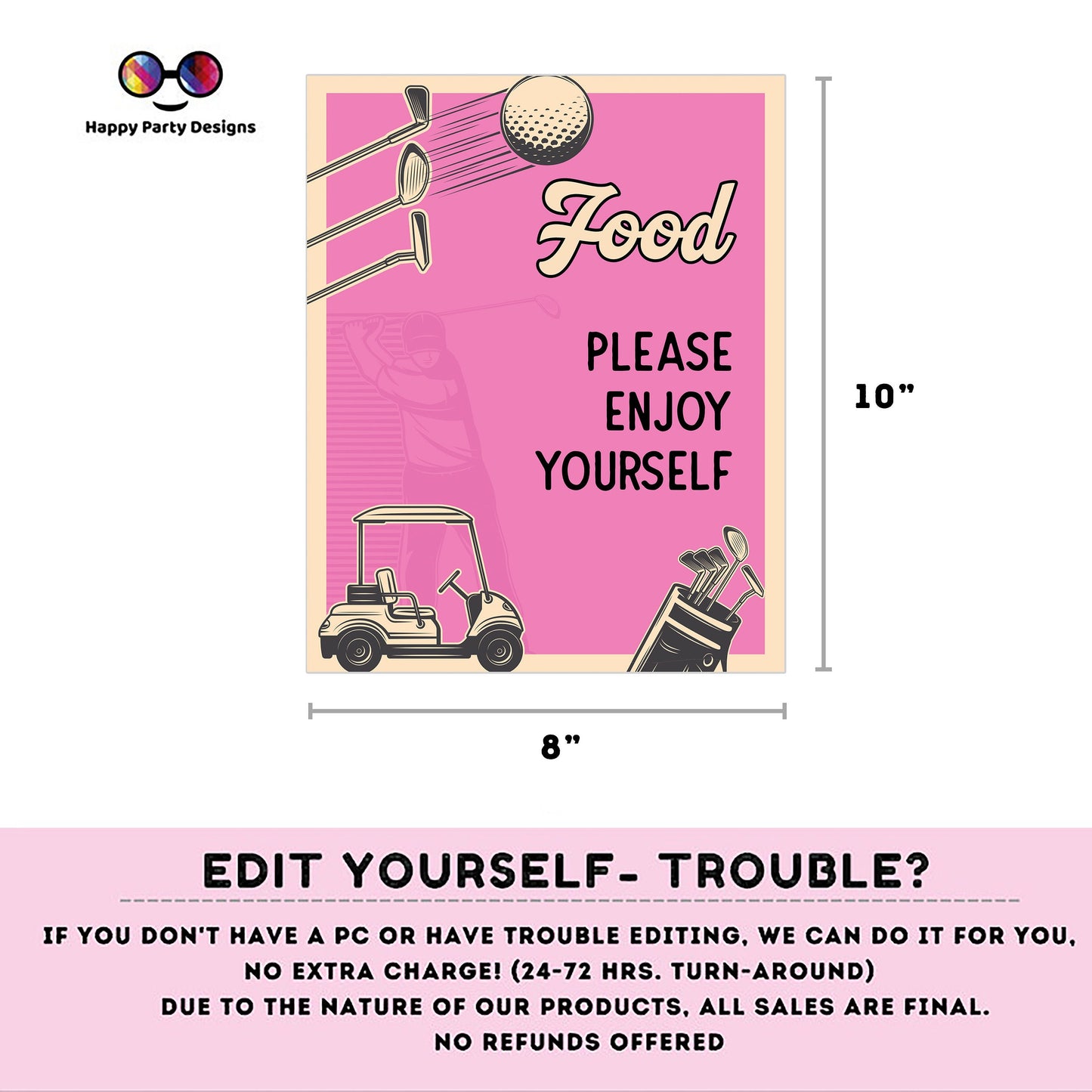 Editable golf party Signs (3) | par-tee  birthday | Golf birthday Decorations | girl |  retro golf buffet Sign | Party #K179