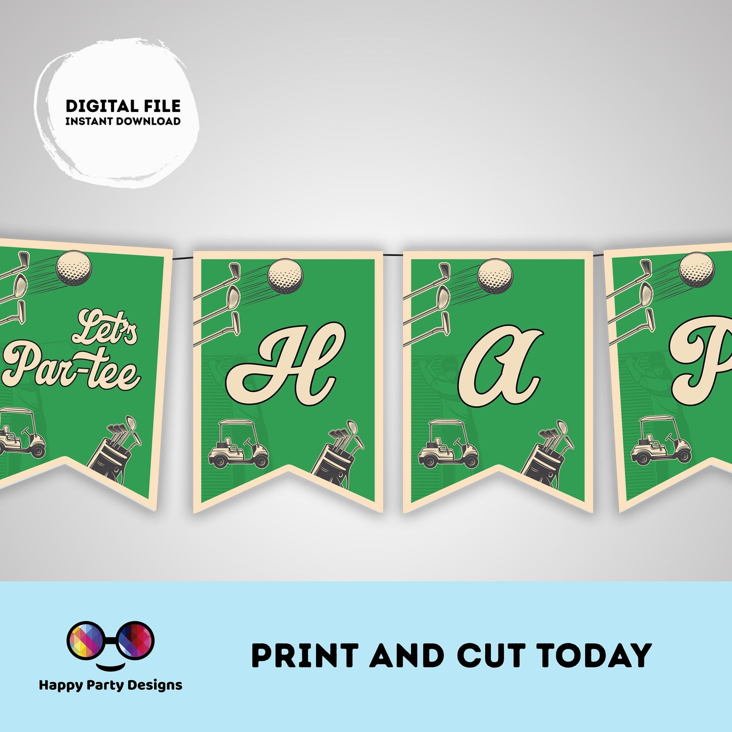 Par-tee Happy Birthday Banner | Golf party | Birthday banner | Golf birthday party | Golf party  golf green Banner #K179