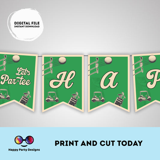 Par-tee Happy Birthday Banner | Golf party | Birthday banner | Golf birthday party | Golf party  golf green Banner #K179