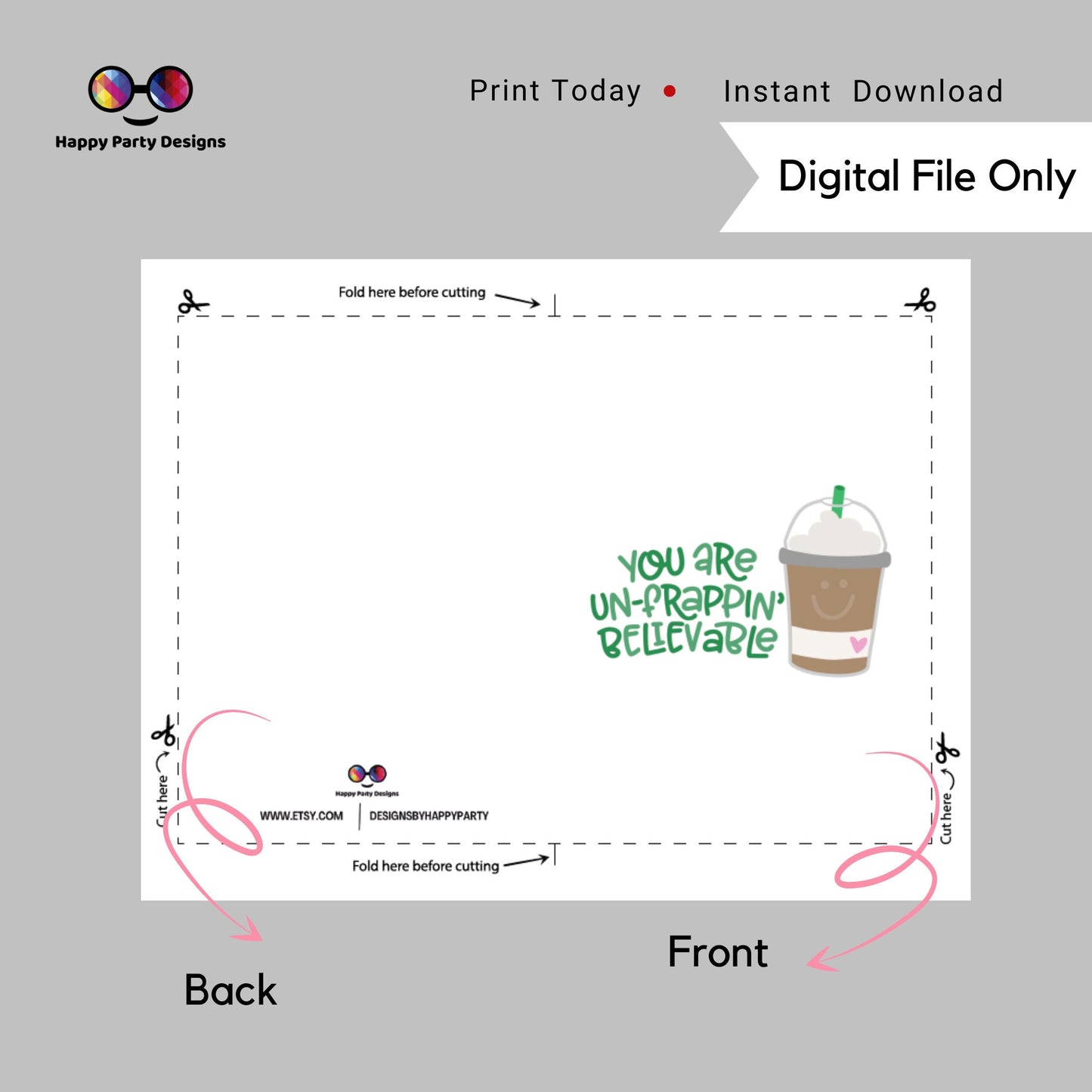 PRINTABLE You are un-frappin' believable Valentine's card | frappe Card | Greeting Card | Instant Download | romantic greeting card