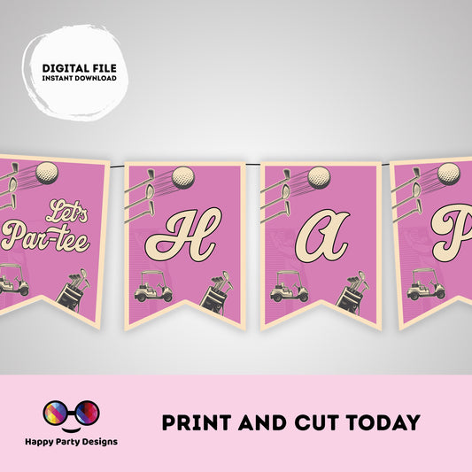 Par-tee Happy Birthday Banner | Golf party | Birthday banner | Golf birthday party | Golf party  golf pink Banner #K179