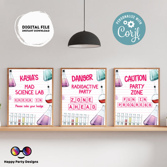 Editable science sign | Mad scientist Sign | Science birthday | science birthday Decorations | Birthday girl | buffet Sign | science #K124