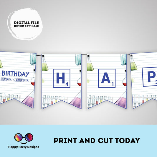 Science happy birthday banner | Experiment birthday | Science Birthday Party | science themed | Boy Birthday Party | garland #K124