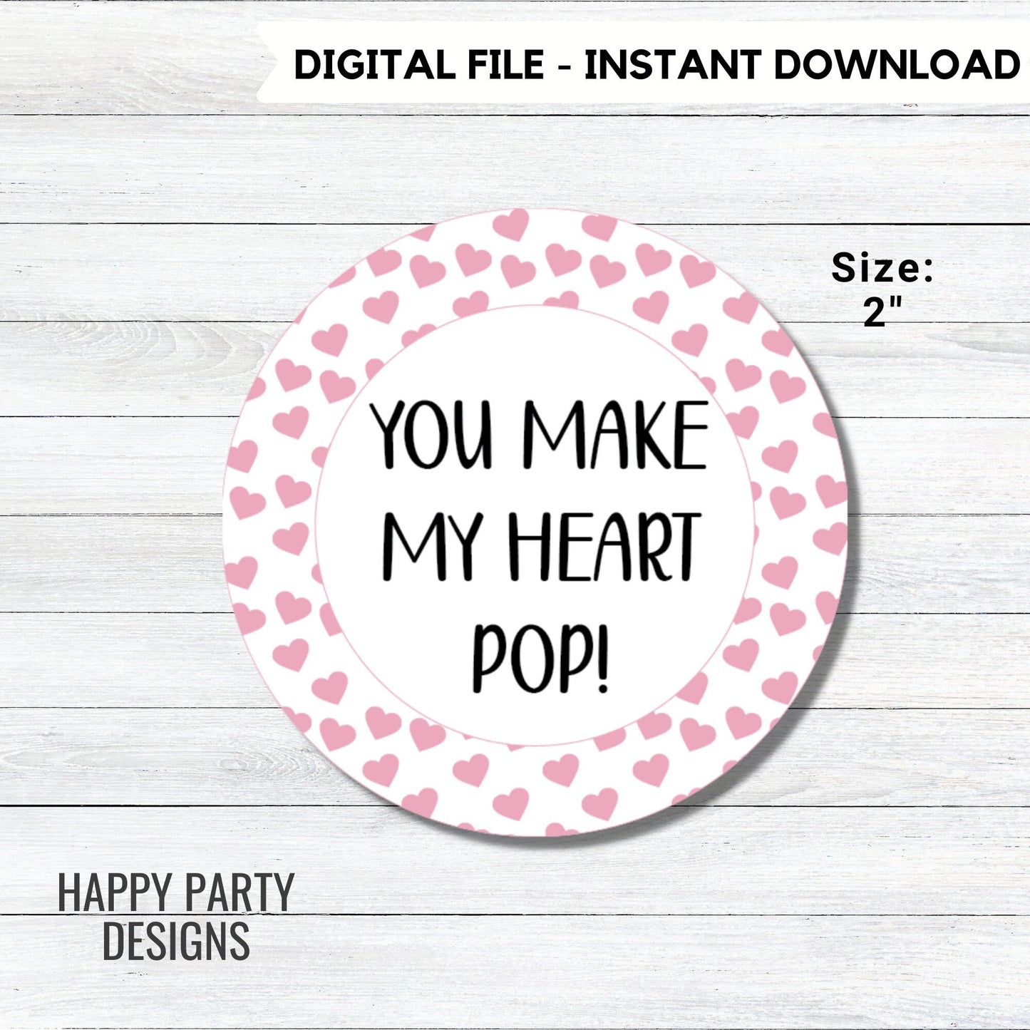 Printable You make my heart pop Cookie Tag | Happy Valentine's Day | Valentine's Day Cookie Tag | Gift Tags | tag Instant download #VA1