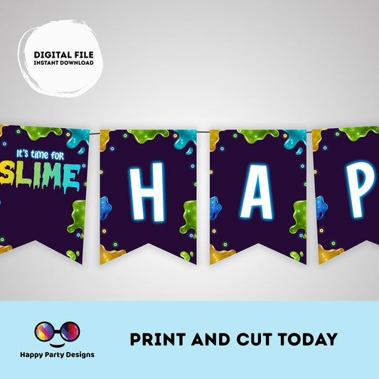 Happy Birthday slime Banner | slime party | Birthday banner | Slime birthday party  | birthday girl | birthday boy | slime Banner #K125