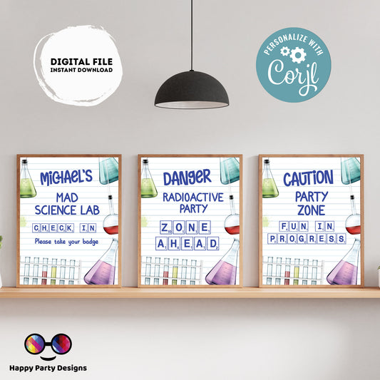 Editable science sign | Mad scientist Sign | Science birthday | science birthday Decorations | Birthday Boy | buffet Sign | science #K124