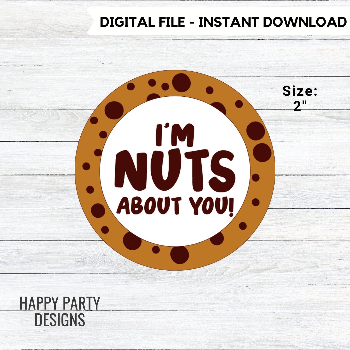 Printable I'm nuts about you Cookie Tags | Happy Valentine's Day | Valentine's Day Cookie Tag | Gift Tags | tag Instant download #VA1