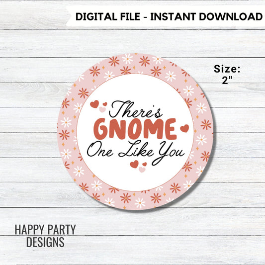 Printable There's Gnome one like you Cookie Tag | Happy Valentine's Day | Valentine's Day Cookie Tag | Gift Tags | tag Instant download #VA1